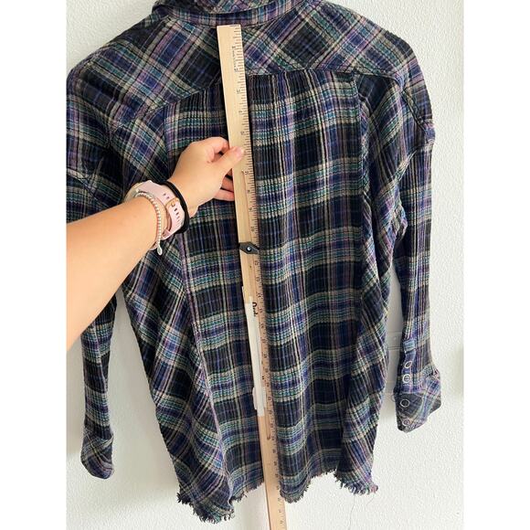Free People Juniper Ridge Snap Side Plaid Buttondown Top XS - Picture 5 of 9